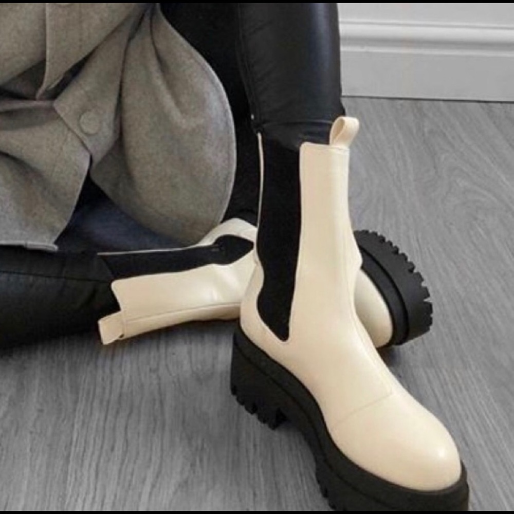 High Profile Chelsea Boots White H&M Size 7 EU38 - Picture 6 of 6